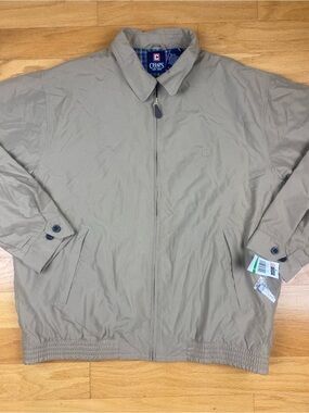 NWT Vintage Chaps Tan Harrington Jacket Plaid Lined Golf Preppy Bomber Large